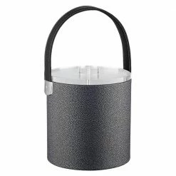 Kraftware Sales Store 15 Cosmopolitan 3 Qt. Noir Ice Bucket with Stitched Handle and Thick Lucite Lid by Kraftware