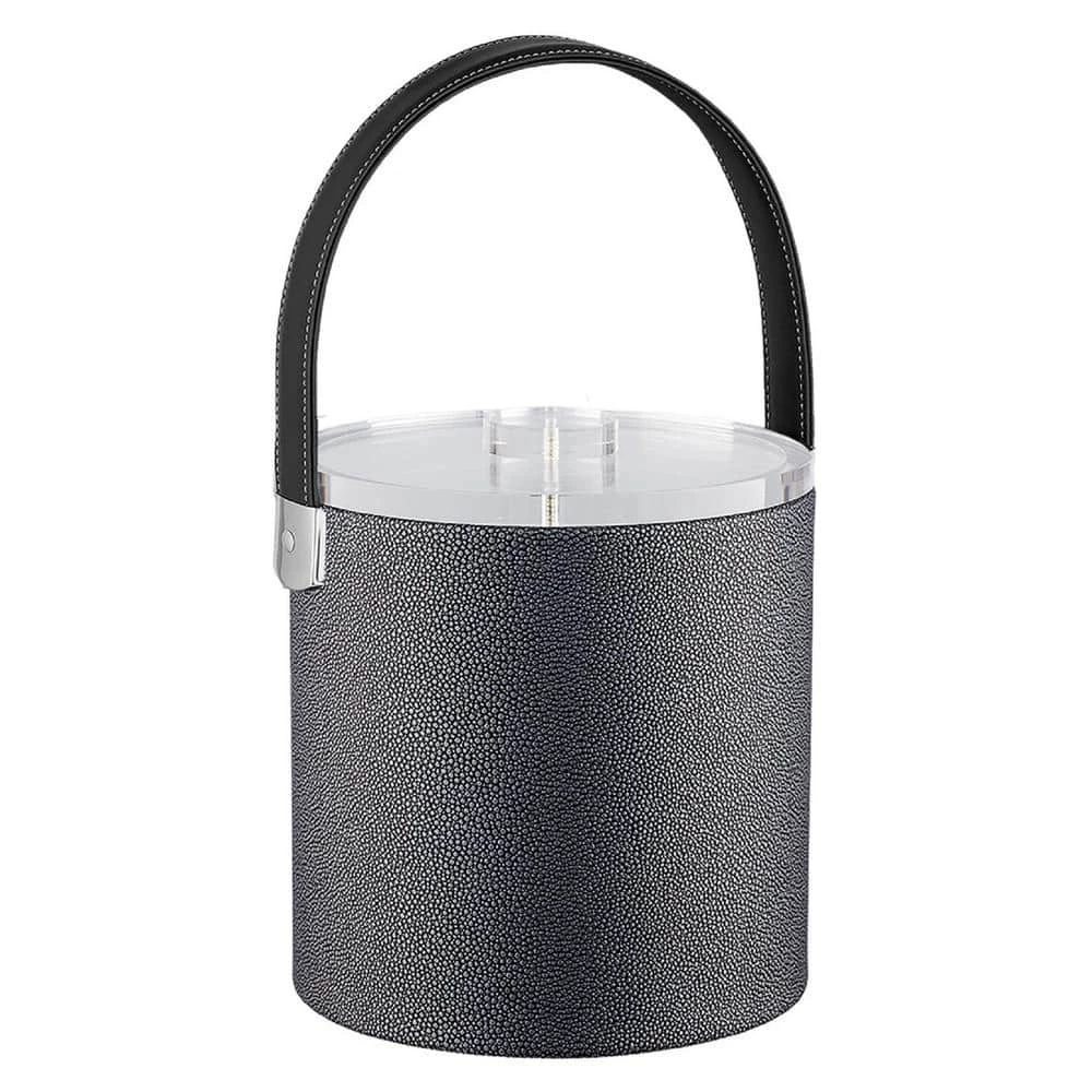 Cosmopolitan 3 Qt. Noir Ice Bucket with Stitched Handle and Thick Lucite Lid by Kraftware 1 Cosmopolitan 3 Qt. Noir Ice Bucket with Stitched Handle and Thick Lucite Lid by Kraftware