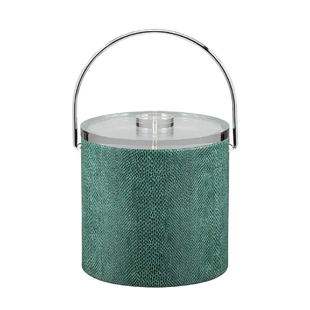 3 Qt. Exotic Peacock Ice Bucket with Bale Handle and Thick Lucite Lid with Flat Knob by Kraftware 1 3 Qt. Exotic Peacock Ice Bucket with Bale Handle and Thick Lucite Lid with Flat Knob by Kraftware