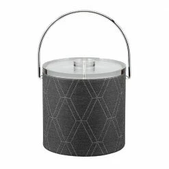 3 Qt. Stonehenge Midnight Ice Bucket with Bale Handle and Thick Lucite Lid with Flat Knob by Kraftware