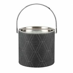 3 Qt. Stonehenge Midnight Ice Bucket with Bale Handle and Metal Bar Lid by Kraftware
