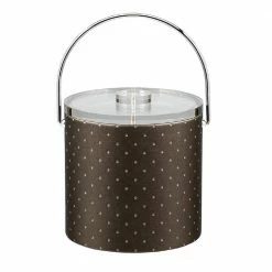3 Qt. Nova Pewter Ice Bucket with Bale Handle and Thick Lucite Lid with Flat Knob by Kraftware
