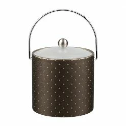 3 Qt. Nova Pewter Ice Bucket with Bale Handle and Acrylic Lid with Metal Ball Knob by Kraftware