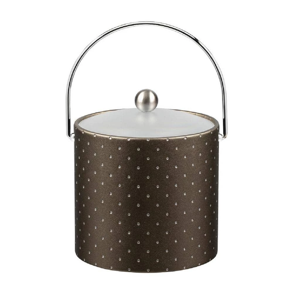 3 Qt. Nova Pewter Ice Bucket with Bale Handle and Acrylic Lid with Metal Ball Knob by Kraftware 1 3 Qt. Nova Pewter Ice Bucket with Bale Handle and Acrylic Lid with Metal Ball Knob by Kraftware