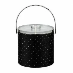 3 Qt. Nova Ebonite Ice Bucket with Bale Handle and Thick Lucite Lid with Flat Knob by Kraftware