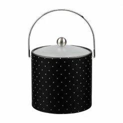 3 Qt. Nova Ebonite Ice Bucket with Bale Handle and Acrylic Lid with Metal Ball Knob by Kraftware