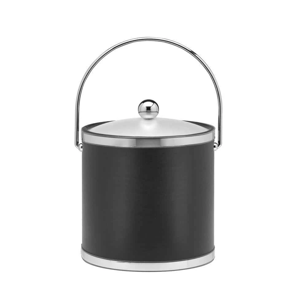 Sophisticates 3 Qt. Black w/Polished Chrome Ice Bucket with Bale Handle, Acrylic Cover by Kraftware 1 Sophisticates 3 Qt. Black w/Polished Chrome Ice Bucket with Bale Handle, Acrylic Cover by Kraftware