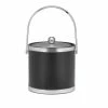 Sophisticates 3 Qt. Black w/Brushed Chrome Ice Bucket with Track Handle, Metal Cover by Kraftware