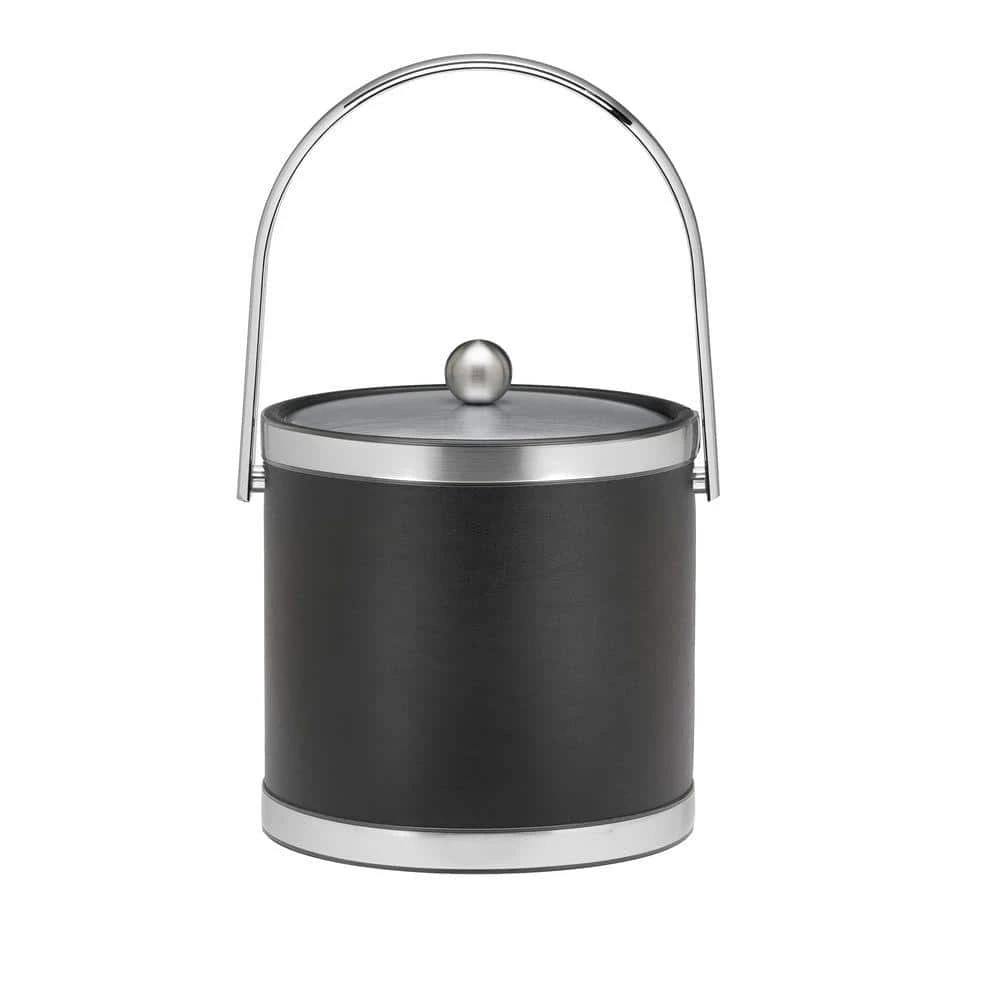 Sophisticates 3 Qt. Black w/Brushed Chrome Ice Bucket with Track Handle, Metal Cover by Kraftware 1 Sophisticates 3 Qt. Black w/Brushed Chrome Ice Bucket with Track Handle, Metal Cover by Kraftware