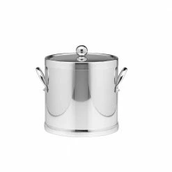 Americano 3 Qt. Polished Chrome Ice Bucket and Lid, Metal Side Handles by Kraftware
