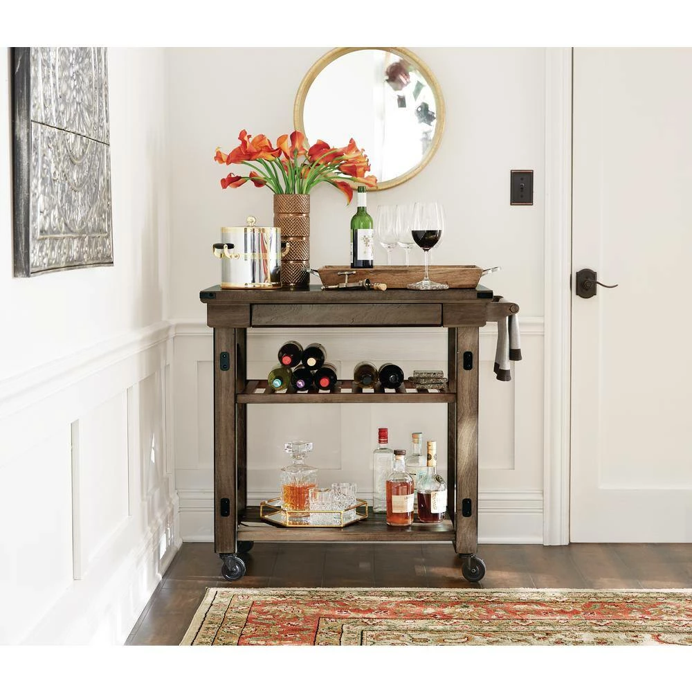 Americano 3 Qt. Polished Chrome & Brass Ice Bucket with Brass Lid, Wood Side Handles by Kraftware 3 Americano 3 Qt. Polished Chrome & Brass Ice Bucket with Brass Lid, Wood Side Handles by Kraftware - Image 3