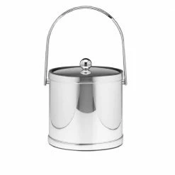 Mylar 3 Qt. Polished Chrome Ice Bucket with Track Handle and Metal Lid by Kraftware