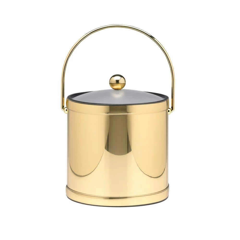 3 Qt. Polished Brass Mylar Ice Bucket with Bale Handle, Lucite Cover and Round Knob by Kraftware 1 3 Qt. Polished Brass Mylar Ice Bucket with Bale Handle, Lucite Cover and Round Knob by Kraftware