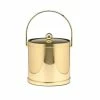 3 Qt. Polished Brass Mylar Ice Bucket with Bale Handle, Bands and Metal Cover by Kraftware