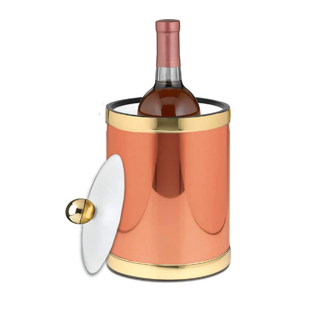 Mylar 2 Qt. Polished Copper and Brass Tall Ice Bucket by Kraftware 1 Mylar 2 Qt. Polished Copper and Brass Tall Ice Bucket by Kraftware