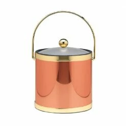 Mylar 3 Qt. Polished Copper and Brass Ice Bucket with Bale Handle and Acrylic Cover by Kraftware