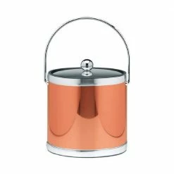 Mylar 3 Qt. Polished Copper and Chrome Ice Bucket with Bale Handle and Metal Lid (Case of 6) by Kraftware