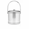 Mylar 3 Qt. Brushed Chrome Ice Bucket with Track Handle and Metal Lid by Kraftware
