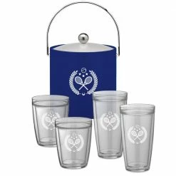 Kasualware Tennis 5-Piece Ice Bucket and Doublewall Tumbler Set by Kraftware