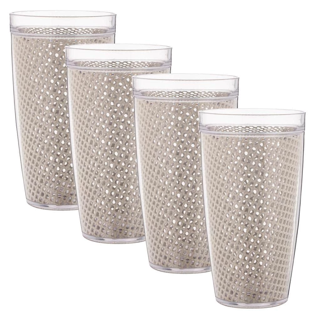 Fishnet 22 oz. Light Gray Doublewall Insulated Drinkware (Set of 4) by Kraftware 1 Fishnet 22 oz. Light Gray Doublewall Insulated Drinkware (Set of 4) by Kraftware