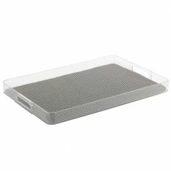 Fishnet 19 in. W x 1.5 in. H x 13 in. D Rectangular Ultimate Gray Acrylic Serving Tray by Kraftware