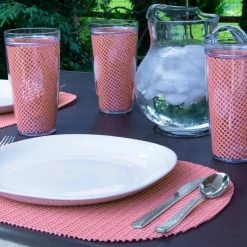 Fishnet 17 in. x 12 in. Burnt Coral PVC Covered Jute Oval Placemat (Set of 6) by Kraftware 7 Fishnet 17 in. x 12 in. Burnt Coral PVC Covered Jute Oval Placemat (Set of 6) by Kraftware -Kraftware Sales Store oranges peaches kraftware placemats 40146 31 1000