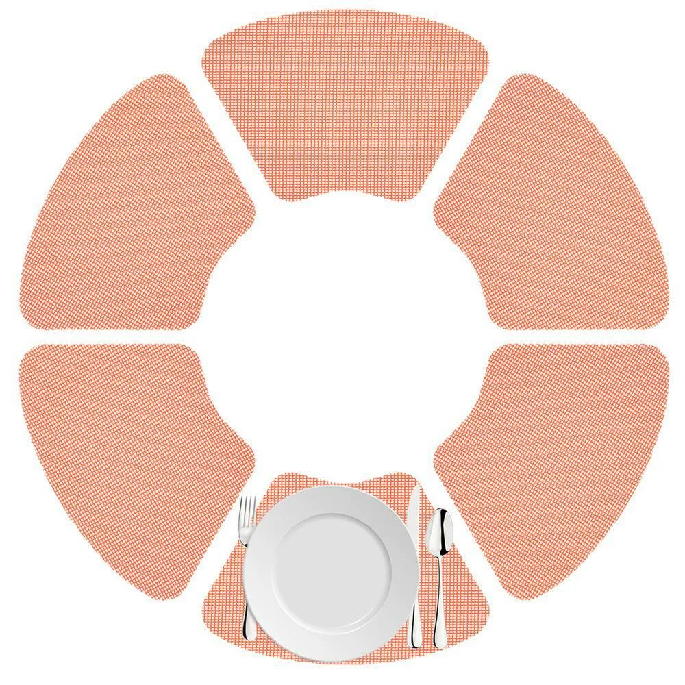 Fishnet 19 in. x 13 in. Burnt Coral PVC Covered Jute Wedge Placemat (Set of 6) by Kraftware 2 Fishnet 19 in. x 13 in. Burnt Coral PVC Covered Jute Wedge Placemat (Set of 6) by Kraftware - Image 2