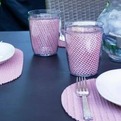 Fishnet 17 in. x 12 in. Orchid PVC Covered Jute Oval Placemat (Set of 6) by Kraftware 6 Fishnet 17 in. x 12 in. Orchid PVC Covered Jute Oval Placemat (Set of 6) by Kraftware -Kraftware Sales Store purples lavenders kraftware placemats 35546 4f 1000