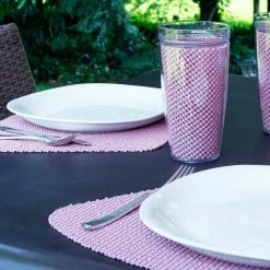 Fishnet 19 in. x 13 in. Orchid PVC Covered Jute Wedge Placemat (Set of 6) by Kraftware 6 Fishnet 19 in. x 13 in. Orchid PVC Covered Jute Wedge Placemat (Set of 6) by Kraftware -Kraftware Sales Store purples lavenders kraftware placemats 35549 4f 1000