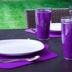 Fishnet 19 in. x 13 in. Purple PVC Covered Jute Wedge Placemat (Set of 6) by Kraftware -Kraftware Sales Store purples lavenders kraftware placemats 52749 4f 1000
