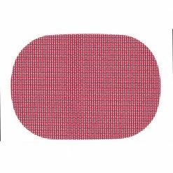 Fishnet 17 in. x 12 in. Flag Red PVC Covered Jute Oval Placemat (Set of 6) by Kraftware