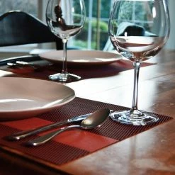 EveryTable 18 in. x 12 in. Cherry & Black Twill PVC Placemat (Set of 6) by Kraftware 7 EveryTable 18 in. x 12 in. Cherry & Black Twill PVC Placemat (Set of 6) by Kraftware -Kraftware Sales Store reds pinks kraftware placemats 42847 31 1000