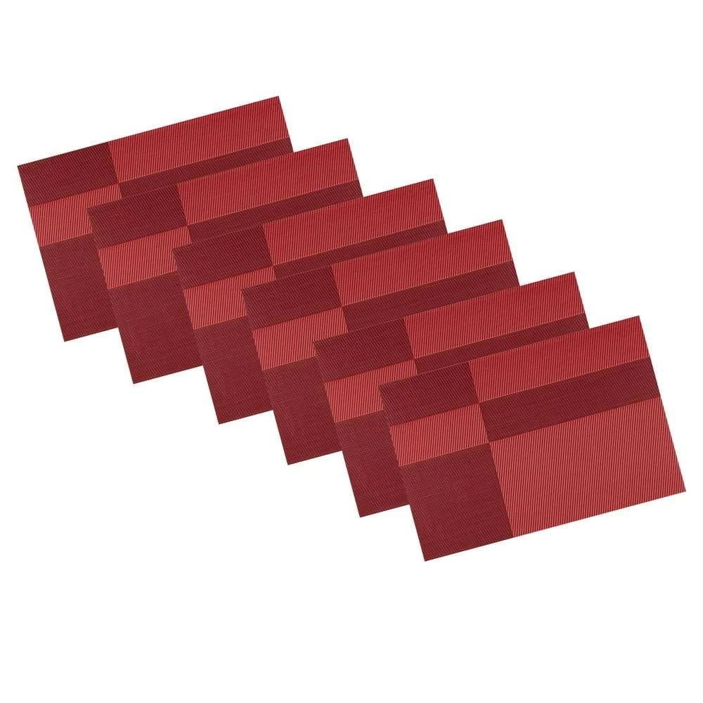 EveryTable 18 in. x 12 in. Cherry & Black Twill PVC Placemat (Set of 6) by Kraftware 1 EveryTable 18 in. x 12 in. Cherry & Black Twill PVC Placemat (Set of 6) by Kraftware