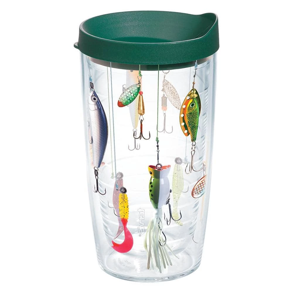 Fishing 16 oz. Plastic Double Walled Insulated Tumbler with Travel Lid by Tervis 1 Fishing 16 oz. Plastic Double Walled Insulated Tumbler with Travel Lid by Tervis