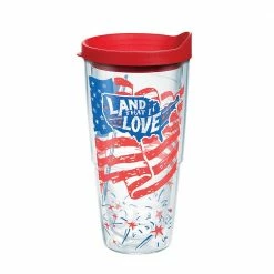 Land That I Love 24 oz. Clear Plastic Travel Mugs Double Walled Insulated Plastic Travel Mugs Tumbler with Travel Lid by Tervis