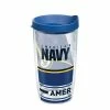 Navy Forever Proud 16 oz. Clear Plastic Travel Mugs Double Walled Insulated Tumbler with Travel Lid by Tervis