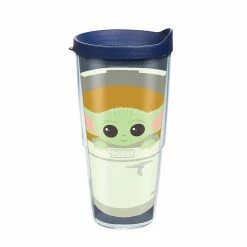 LFLM SW Mandalorian Carrier 24 oz. Clear Plastic Travel Mugs Double Walled Insulated Tumbler with Travel Lid by Tervis