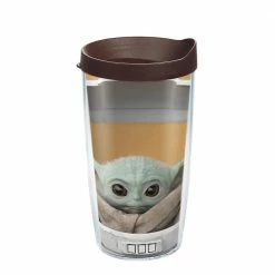 LFLM SW Mandalorian Stare 16 oz. Clear Plastic Travel Mugs Double Walled Insulated Tumbler with Travel Lid by Tervis