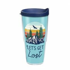 Lets Get Lost 24 oz. Clear Plastic Travel Mugs Double Walled Insulated Plastic Travel Mugs Tumbler with Travel Lid by Tervis