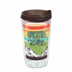 Adventure Is Calling 16 oz. Clear Plastic Travel Mugs Double Walled Insulated Tumbler with Travel Lid by Tervis