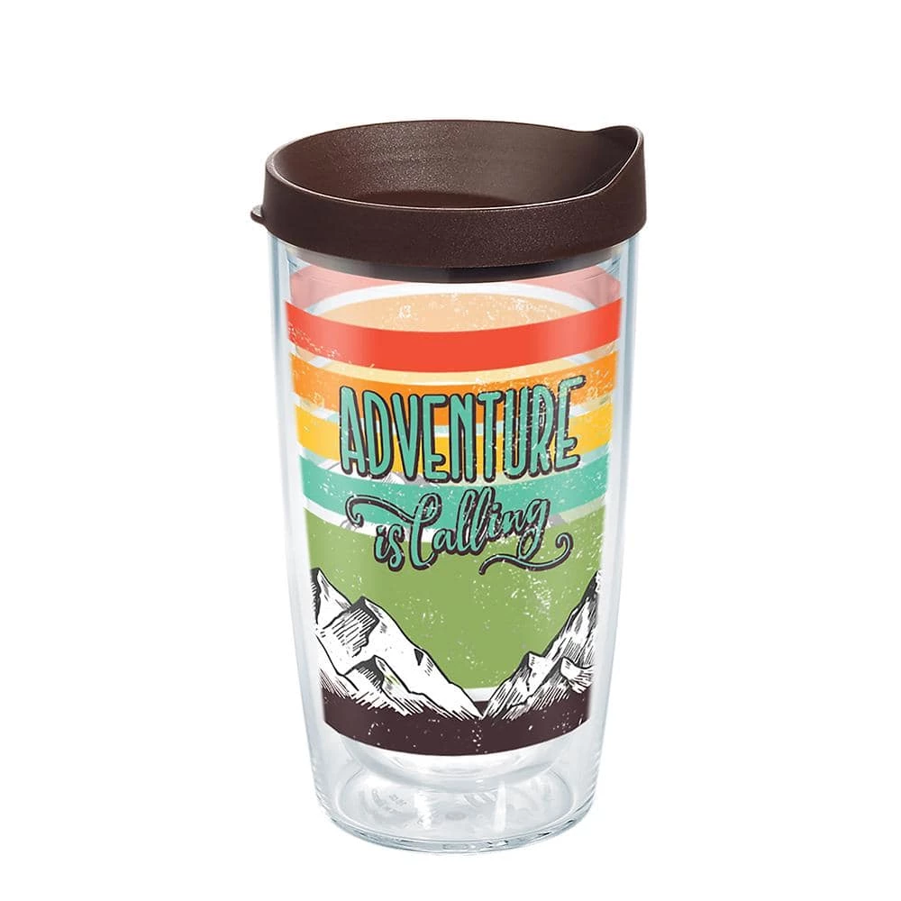 Adventure Is Calling 16 oz. Clear Plastic Travel Mugs Double Walled Insulated Tumbler with Travel Lid by Tervis 1 Adventure Is Calling 16 oz. Clear Plastic Travel Mugs Double Walled Insulated Tumbler with Travel Lid by Tervis