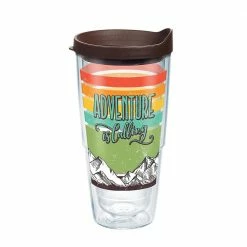 Adventure Is Calling 24 oz. Clear Plastic Travel Mugs Double Walled Insulated Tumbler with Travel Lid by Tervis