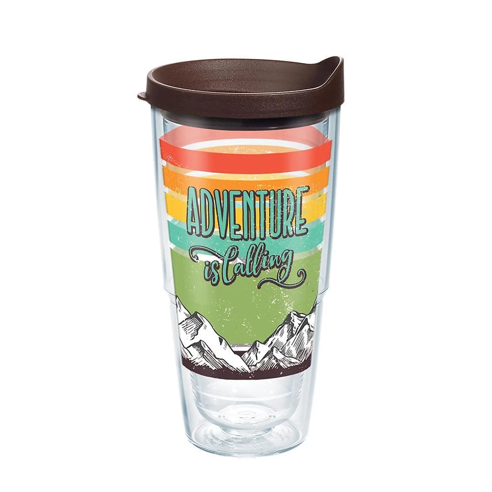 Adventure Is Calling 24 oz. Clear Plastic Travel Mugs Double Walled Insulated Tumbler with Travel Lid by Tervis 1 Adventure Is Calling 24 oz. Clear Plastic Travel Mugs Double Walled Insulated Tumbler with Travel Lid by Tervis