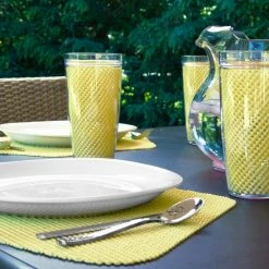 Fishnet 19 in. x 13 in. Lemon PVC Covered Jute Wedge Placemat (Set of 6) by Kraftware -Kraftware Sales Store yellows golds kraftware placemats 13949 4f 1000