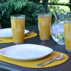 Fishnet 17 in. x 12 in. Golden PVC Covered Jute Oval Placemat (Set of 6) by Kraftware 7 Fishnet 17 in. x 12 in. Golden PVC Covered Jute Oval Placemat (Set of 6) by Kraftware -Kraftware Sales Store yellows golds kraftware placemats 35346 31 1000