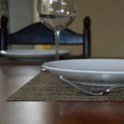 EveryTable 18 in. x 12 in. Gold Woven PVC Placemat (Set of 6) by Kraftware -Kraftware Sales Store yellows golds kraftware placemats 44447 4f 1000