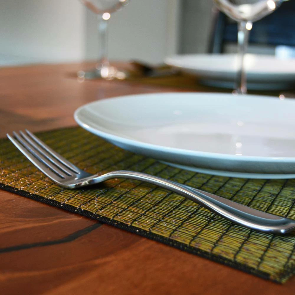 EveryTable 18 in. x 12 in. Golden Waves PVC Placemat (Set of 6) by Kraftware 3 EveryTable 18 in. x 12 in. Golden Waves PVC Placemat (Set of 6) by Kraftware - Image 3